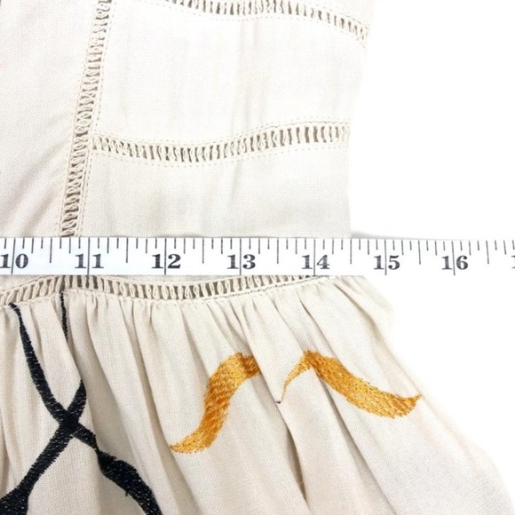 Free People Embroidered Print Spaghetti Strap A-Line Boho Mini Dress. Size 6 - Picture 7 of 8